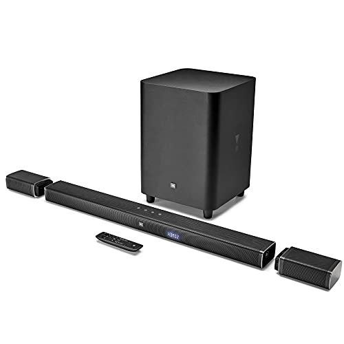 JBL Bar 5.1, Truly Wireless Home Theatre with Dolby Digital DTS, 5.1 Channel 4K Ultra HD Soundbar with 10"(25cm) Subwoofer for Extra Deep Bass, HDMI ARC, Bluetooth, AUX & Optical Connectivity (510W)