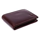 LOUIS STITCH Mens Wallet Rosewood Brown RFID Blocking Italian Leather Wallets for Men |Prague_Tm | Spacious Credit Card Holder