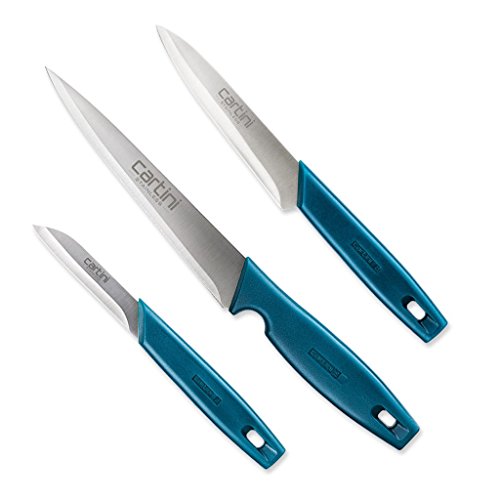 Godrej Locks Cartini Creative Kitchen Knifes .American Iron and Steel,Teal, 3 Pc Set + Free Knife Holder, Stainless Steel