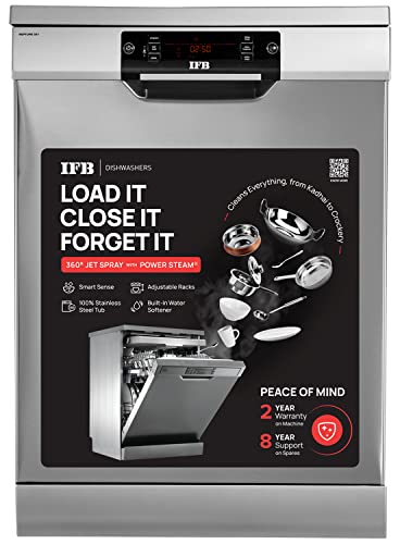 IFB Neptune SX1 Fully-automatic Front-loading Dishwasher (15 Place Settings, Stainless Steel, Inbuilt Heater,Quick Wash with Steam Drying)