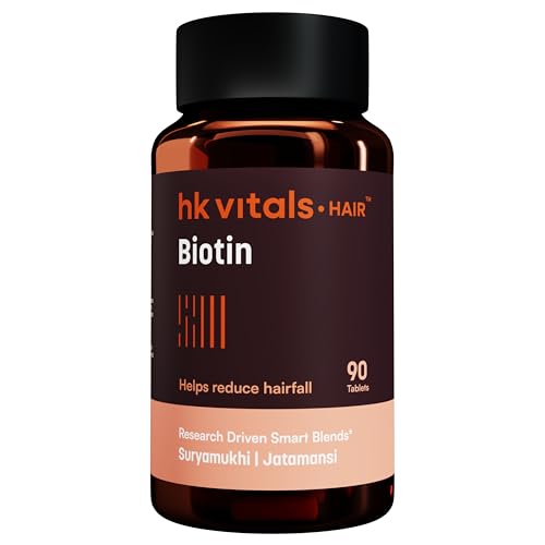 hk vitals Biotin (90 Tablets) | Supplement for Hair Growth, Strong Hair and Glowing Skin, Fights Nail Brittleness