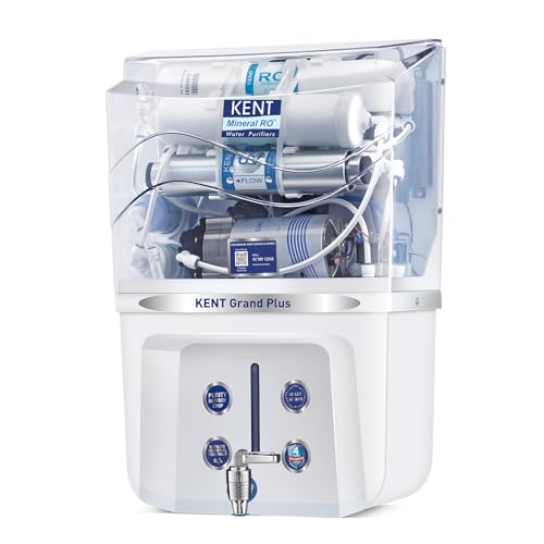 KENT Grand Plus RO Water Purifier | 4 Years Free Service | ISI Marked | Multiple Purification Process | RO + UV + UF + TDS Control + UV LED Tank | 9L Tank | 20 LPH Flow | Zero Water