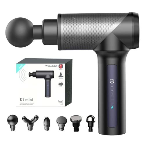 WellNEX Massage Gun for Muscles Deep Tissue,Percussion Muscle Hypervolt Handheld Massager for Back and Shoulder, Quiet Glide Technology with 3 Adjustable Speeds (Mini), Battery Powered, Multicolor