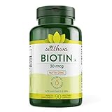 Satthwa Biotin With Zinc Supplement for Healthier & Shinier Hair, Stronger Nails & Glowing Skin | 90 Veg Capsules | Pack of 1